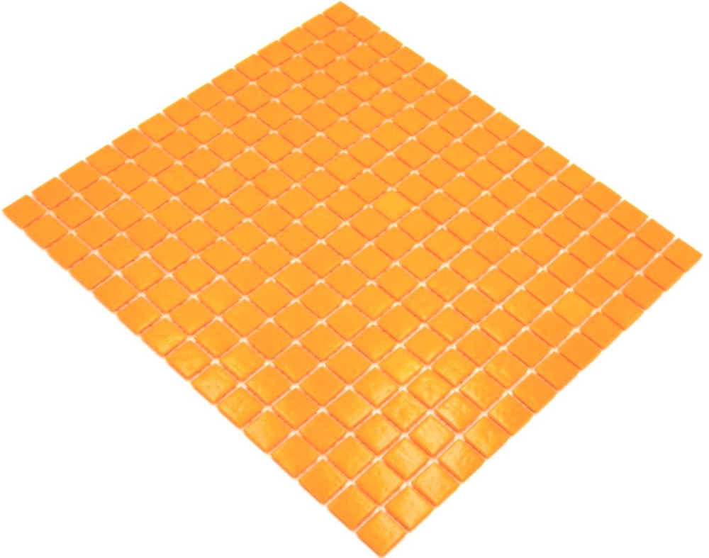 Preview: Mosaic pool optic glass orange shiny - 10 mosaic sheets