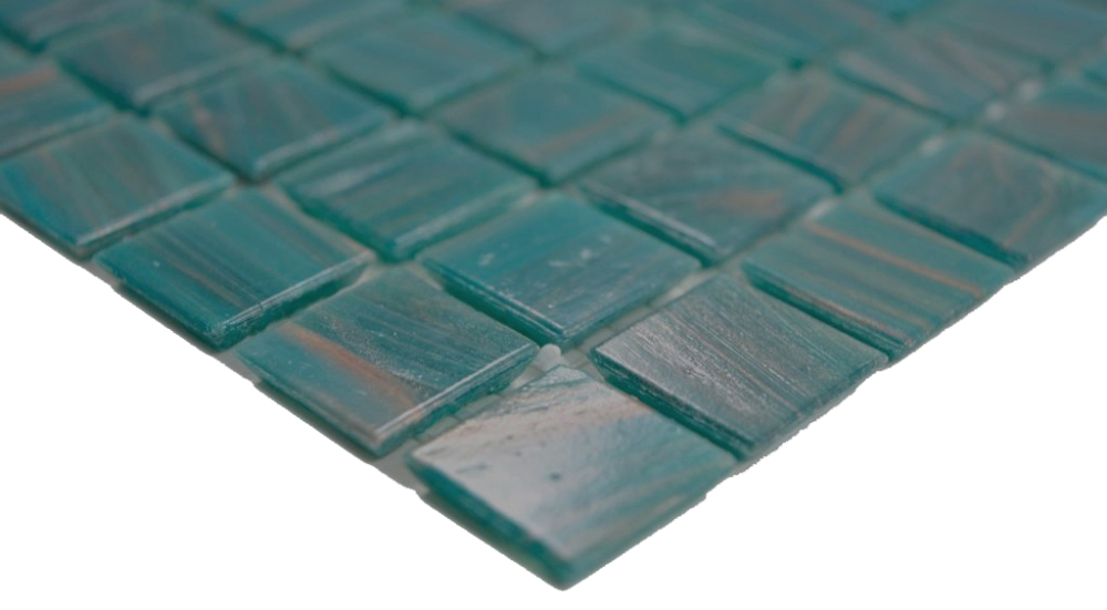 Preview: Mosaik Quadrat Glas Goldstar türkis glänzend