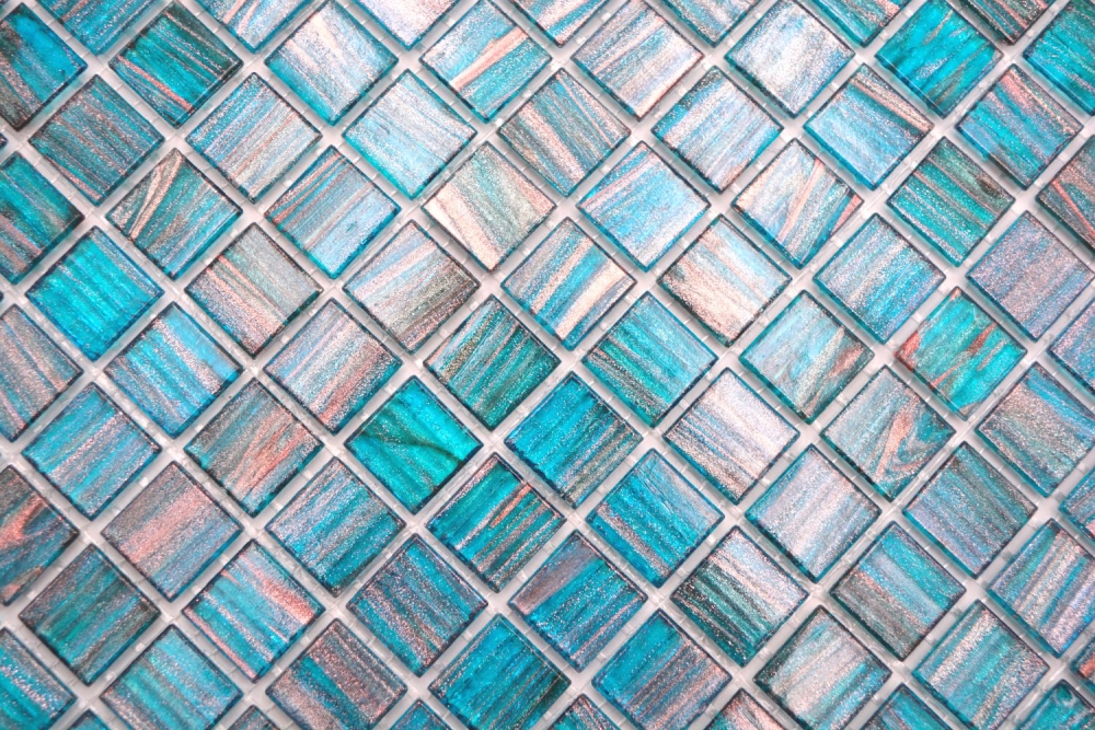 Preview: Mosaic pool look glass light blue shiny - 10 mosaic sheets