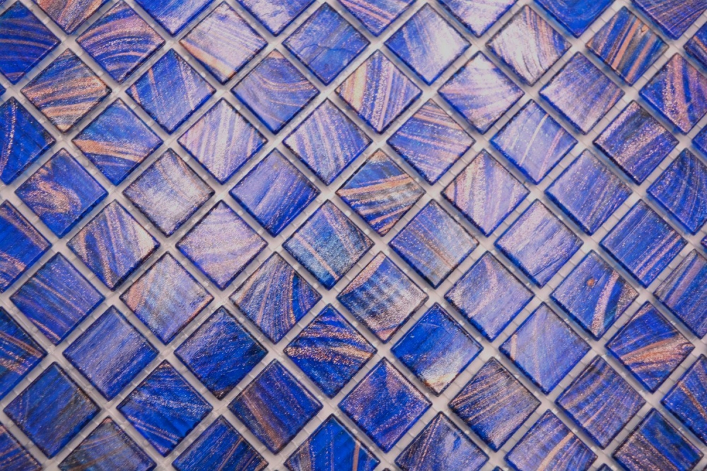 Preview: Glass mosaic mosaic tile blue signal blue copper iridescent