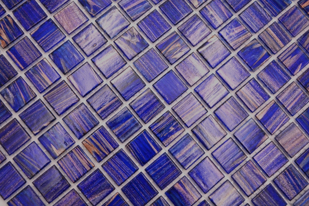 Preview: Mosaikfliese Glasmosaik Dunkelblau Ultramarinblau Kupfer changierend