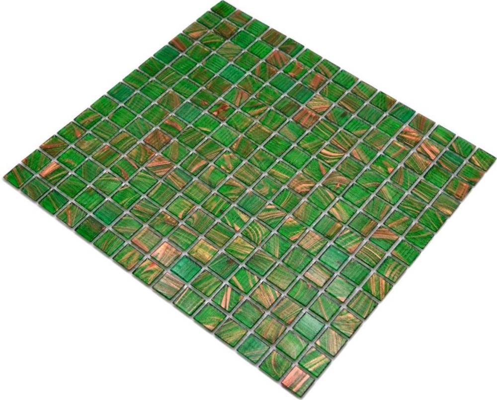 mosaique de verre carreau de mosaique vert perle clair vert clair or cuivre changeant