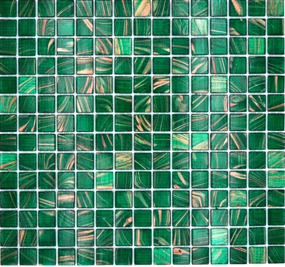 Preview: Glass mosaic tile, opal green with copper iridescence