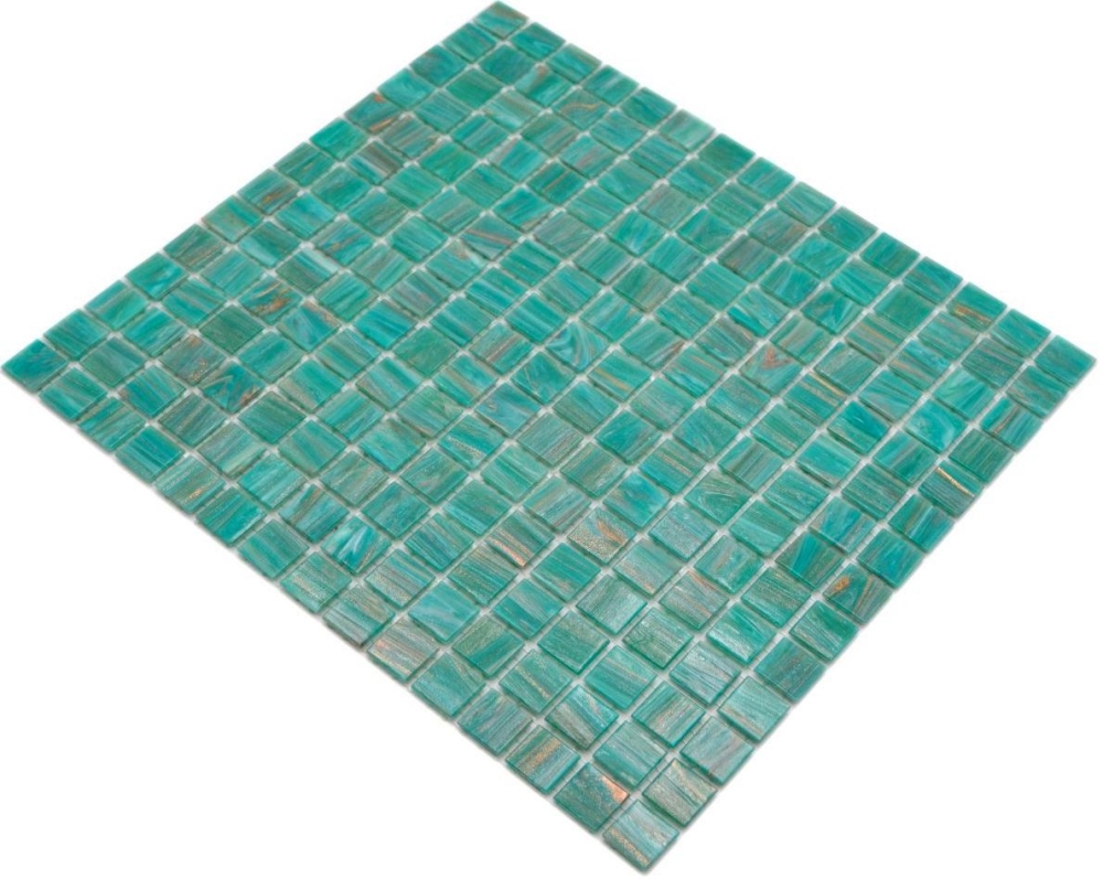 Preview: Glass mosaic mosaic tile green iridescent turquoise copper