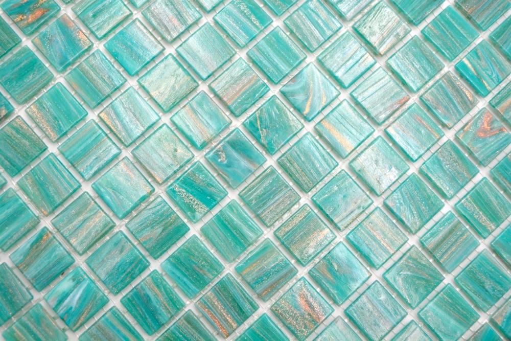 Preview: Glass mosaic mosaic tile green iridescent turquoise copper