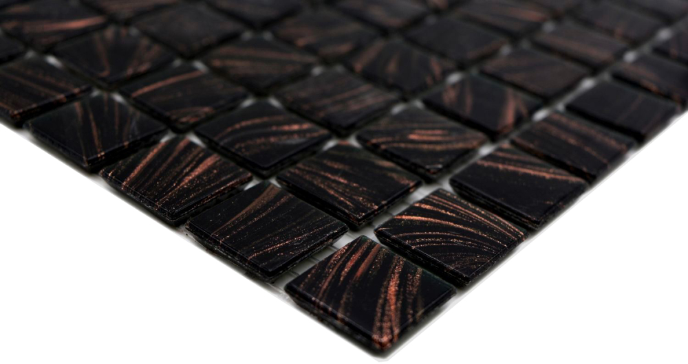 Mosaique de verre Carreau de mosaique noir cuivre iridescent