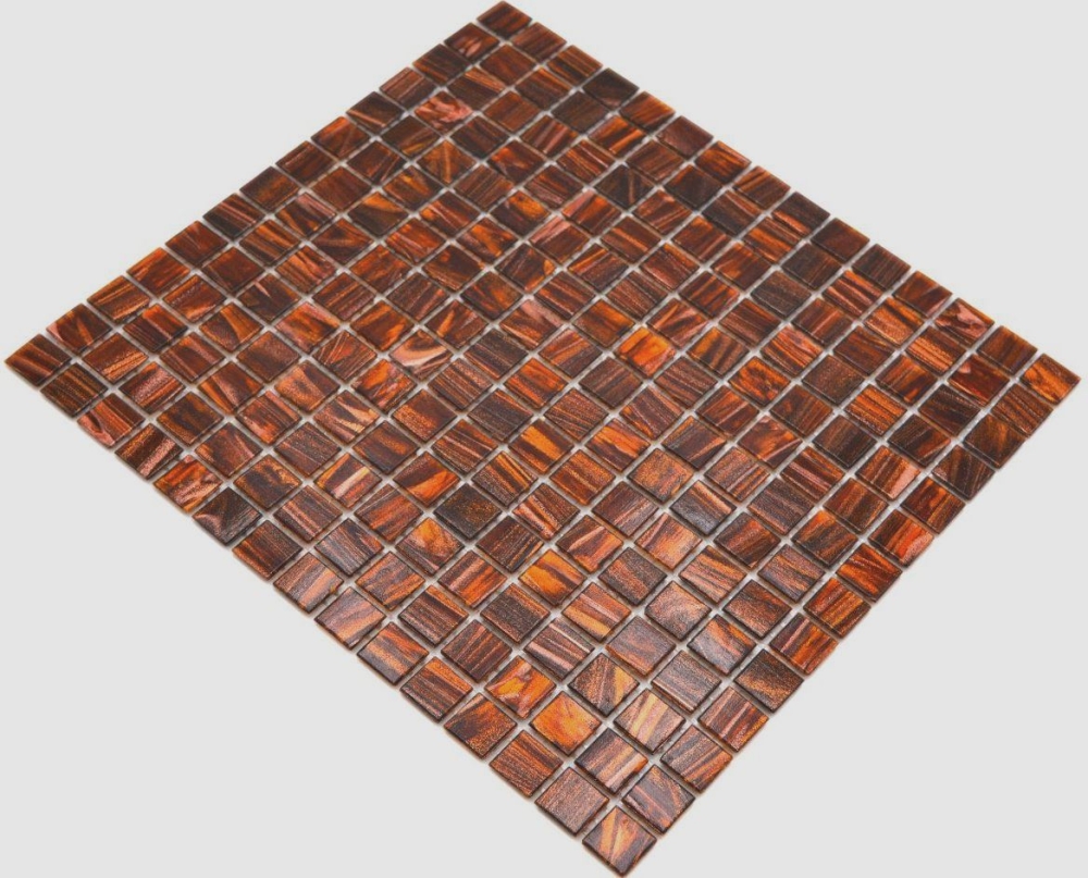 Preview: Mosaic pool optic glass brown shiny - 10 mosaic sheets
