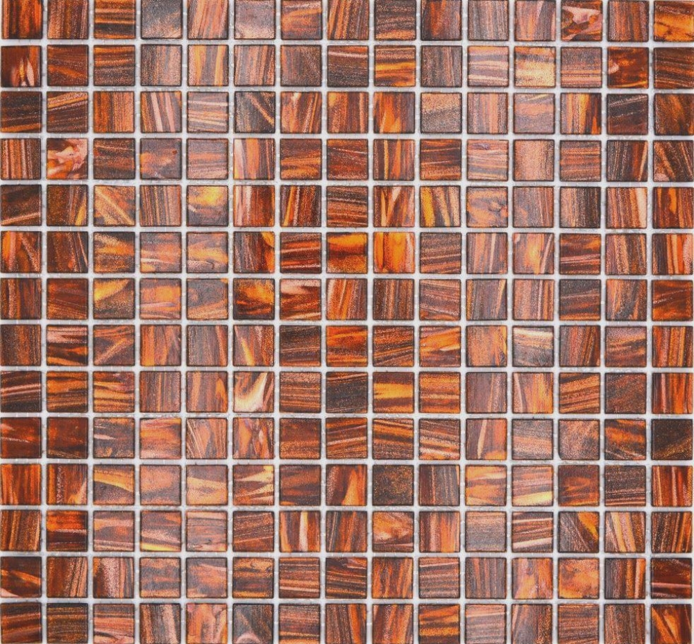 Preview: Mosaikfliese Glasmosaik Dunkelbraun Gold Kupfer changierend
