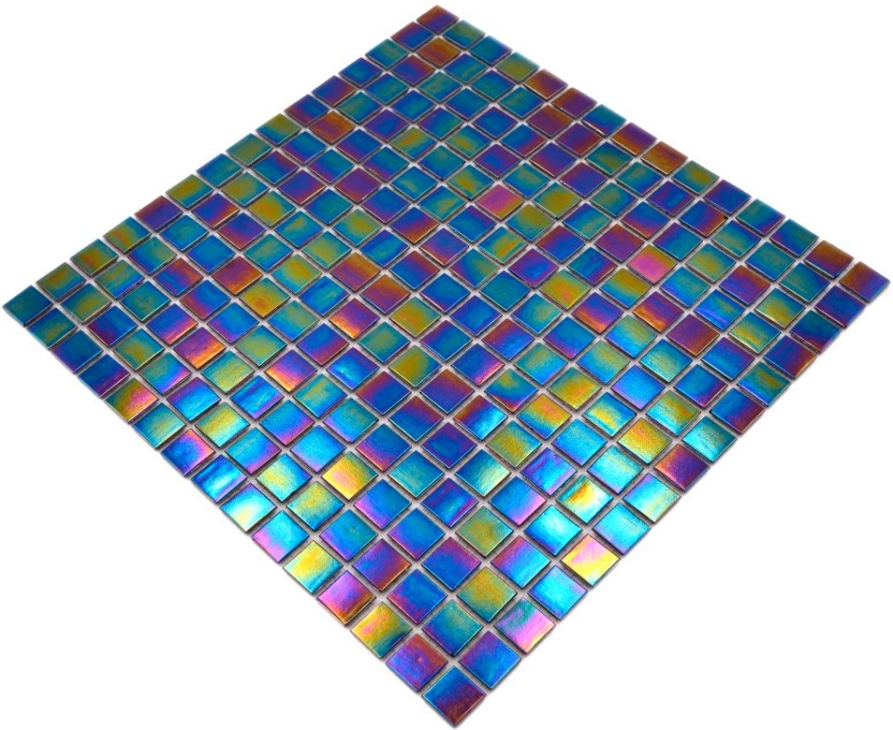 Azulejo de mosaico de vidrio Iridium Black Rainbow Flip Flop Colours - 240-WA48
