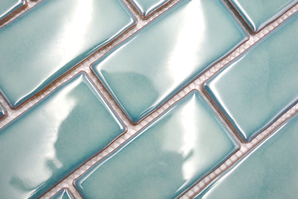 Keramik Mosaikfliese Metro Sybway Verbund uni petrolgrün glänzend