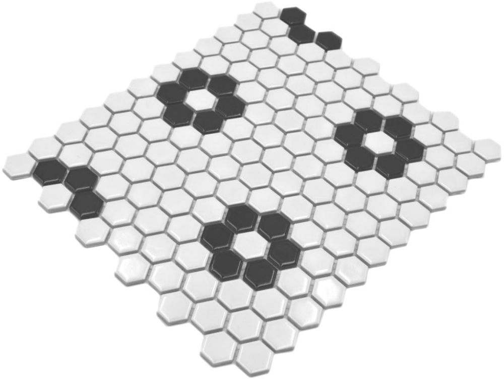 Mosaikfliese Keramik Mosaik Hexagonal mix weiß glänzend - 11A-0113G