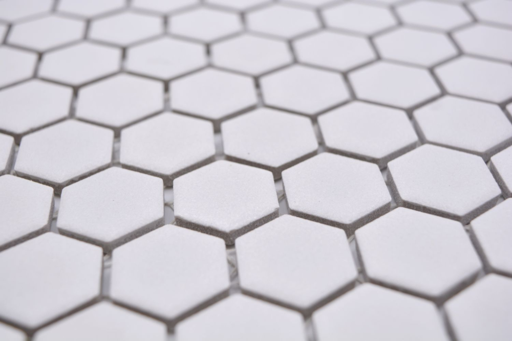 Mosaico de ceramica mosaico azulejo hexagono blanco mate esmaltado antideslizante R10B azulejo backsplash mosaico estera - 11H-0101-R10