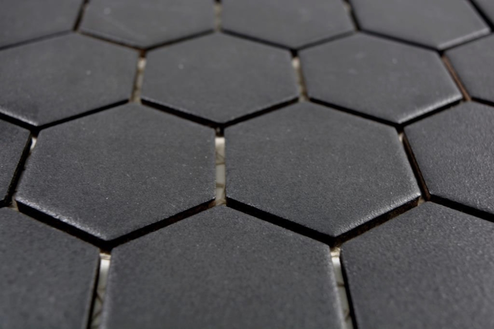 Ceramic mosaic tile Mosaic mat Hexagon Black Non-slip R10B Tile backsplash Mosaic tile - 11H-0303-R10
