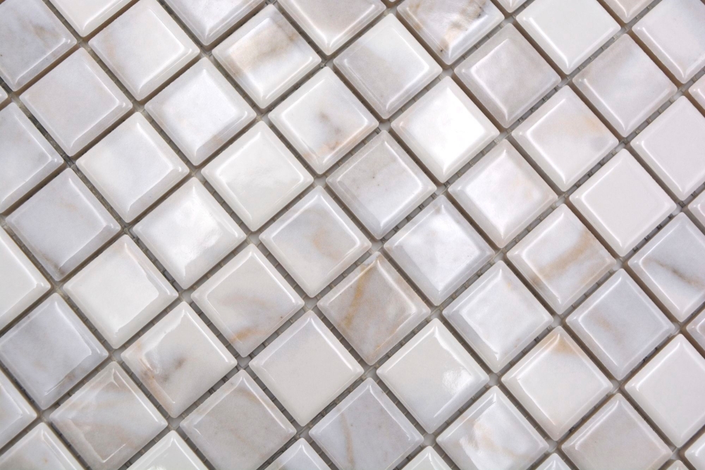 Jasba Agrob Buchtal Marble & More Mosaik Keramik Steinzeug carrara Optik white glänzend Mamoroptik Küche Bad Dusche JBMM17