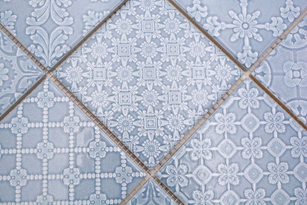 Mosaik Retrooptik Keramik Steinzeug nordic blue glaenzend - 10 Mosaikblaetter