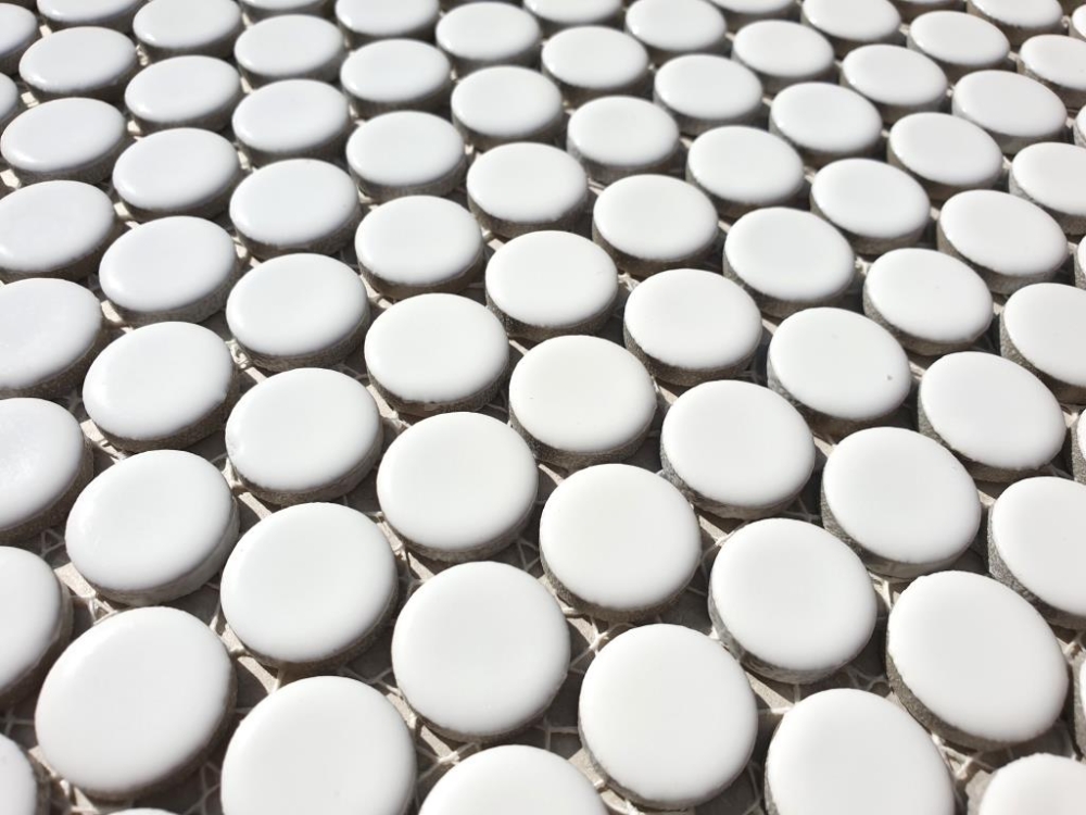 Pomo mosaico uni blanco mate ceramica look redondo