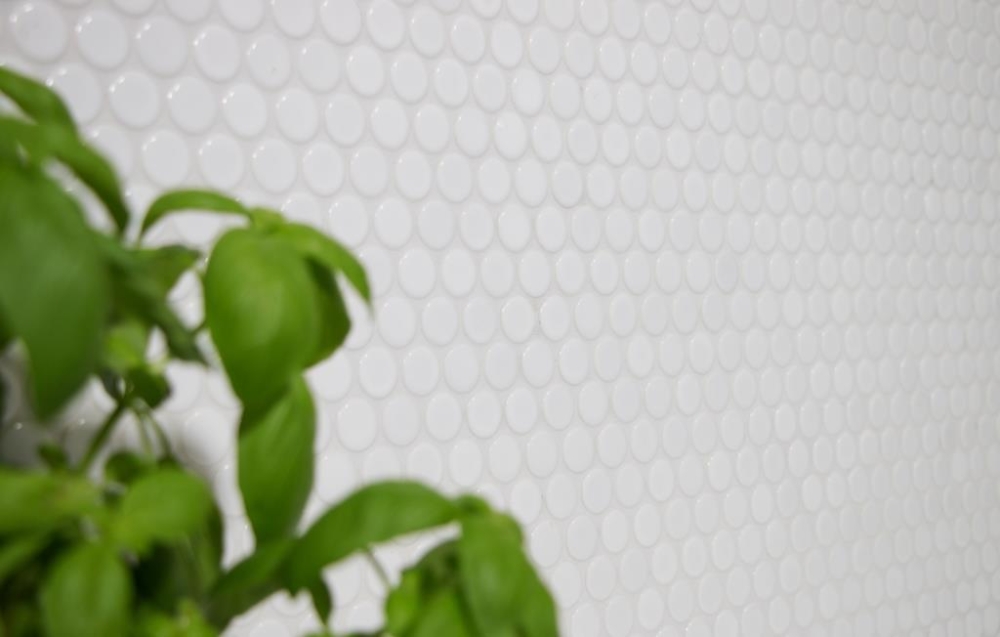 Button mosaic Round mosaic Loop Penny white glossy ceramic 10-0102