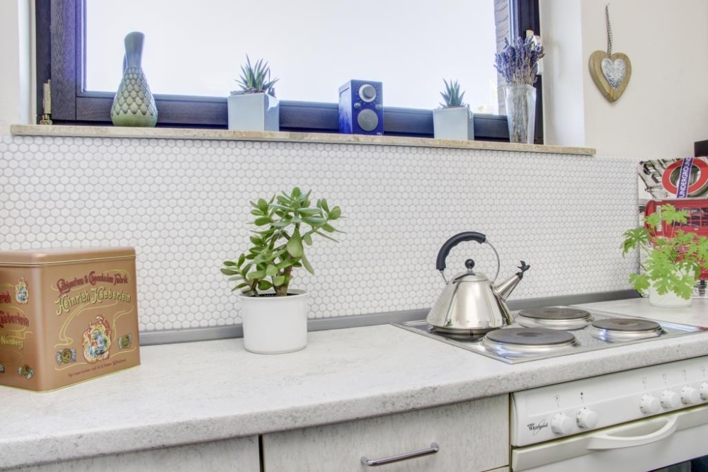 Mosaik Wandverkleidung Rundoptik Keramik weiss matt - 10 Mosaikblaetter