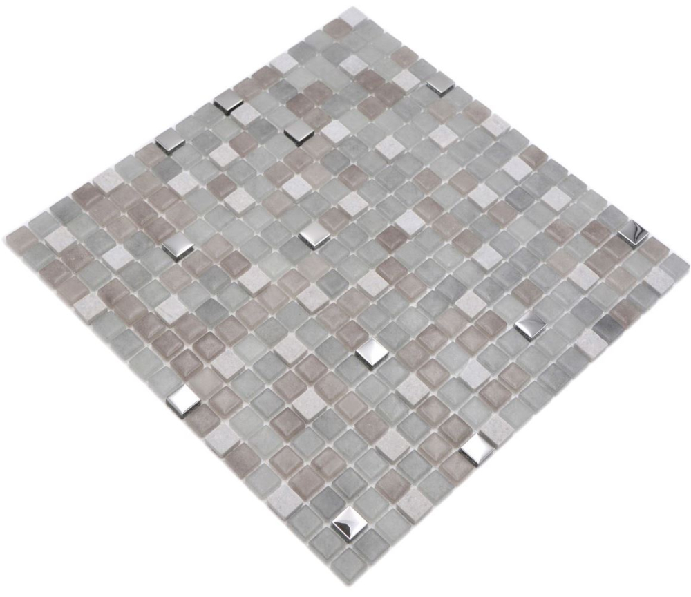 Mosaico Mix piedra translucida gris brillante - 10 hojas de mosaico