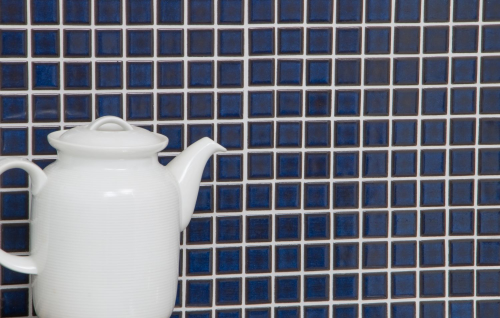 Mosaik Keramik kobaltblau glaenzend - 10 Mosaikblaetter