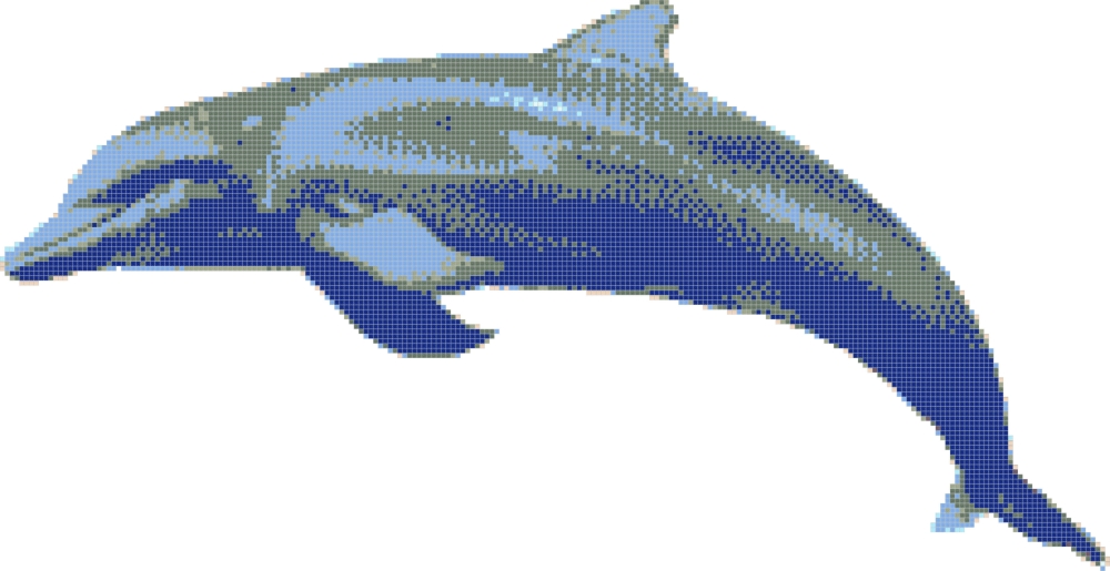 Glasmosaik Bild Delfin Delphin BODEN Wand BAD POOLBILD SCHWIMMBADBILD Mosaikbild papierverklebt 2,51x1.3m