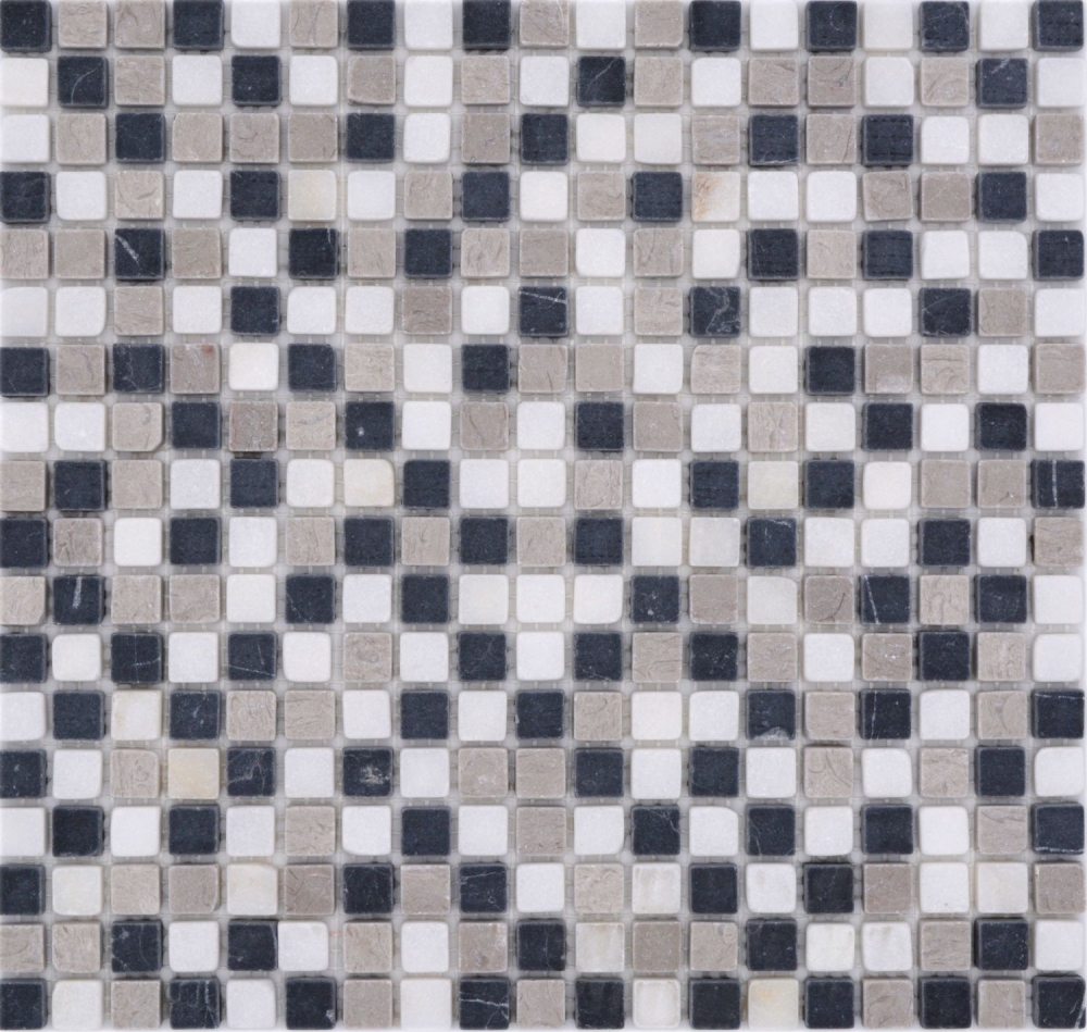 Natursteinmosaik Marmor beige grau schwarz matt Wand Boden Küche Bad Dusche - 38-15-1125
