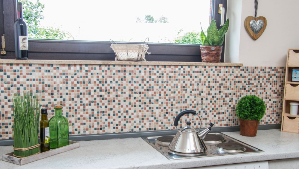 Mosaico de marmol Mosaico de piedra natural crema beige rojo verde Random 38-1204