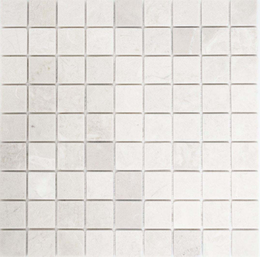 Mosaico cuadrado uni Botticino Anticato marmol blanco mate
