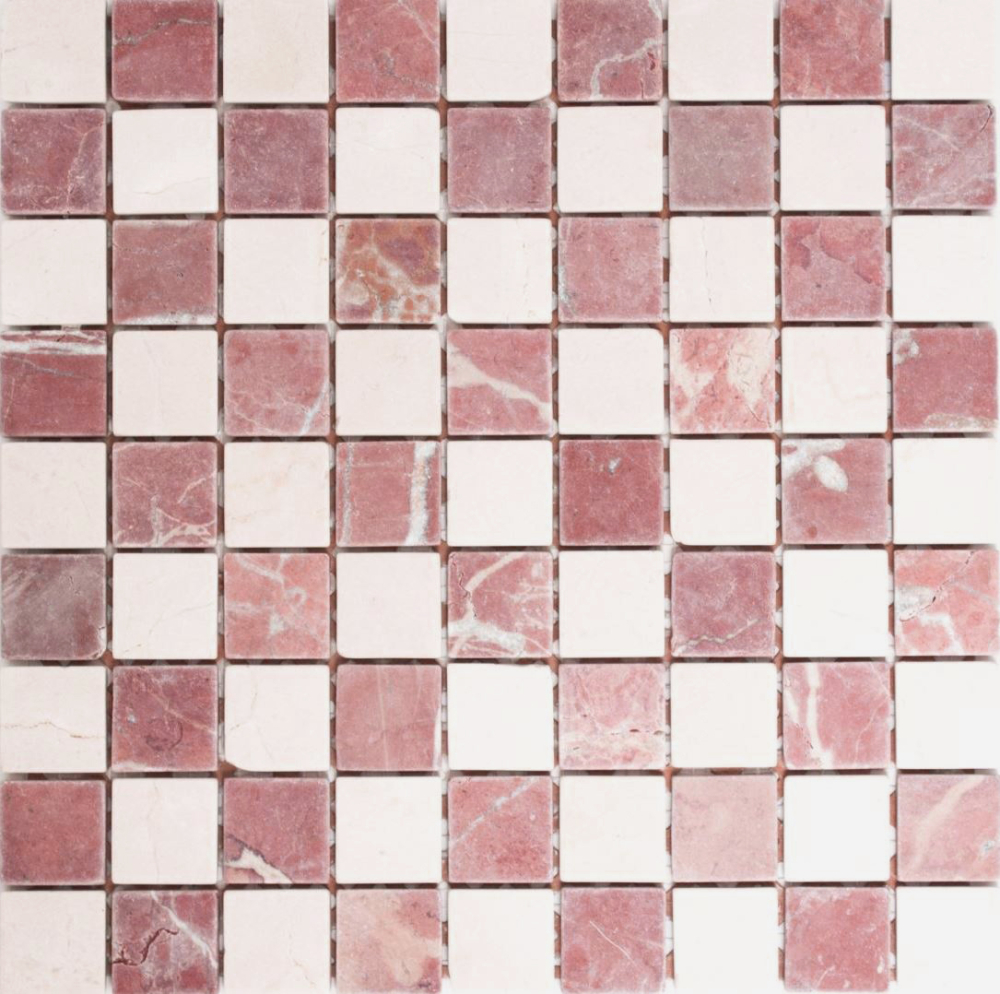 Mosaik Marmor mix creme beige rot matt - 10 Mosaikblaetter