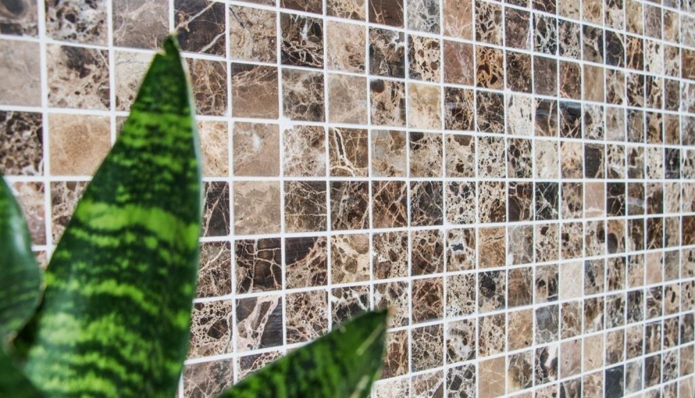 Mosaic square Impala brown polished marble mix