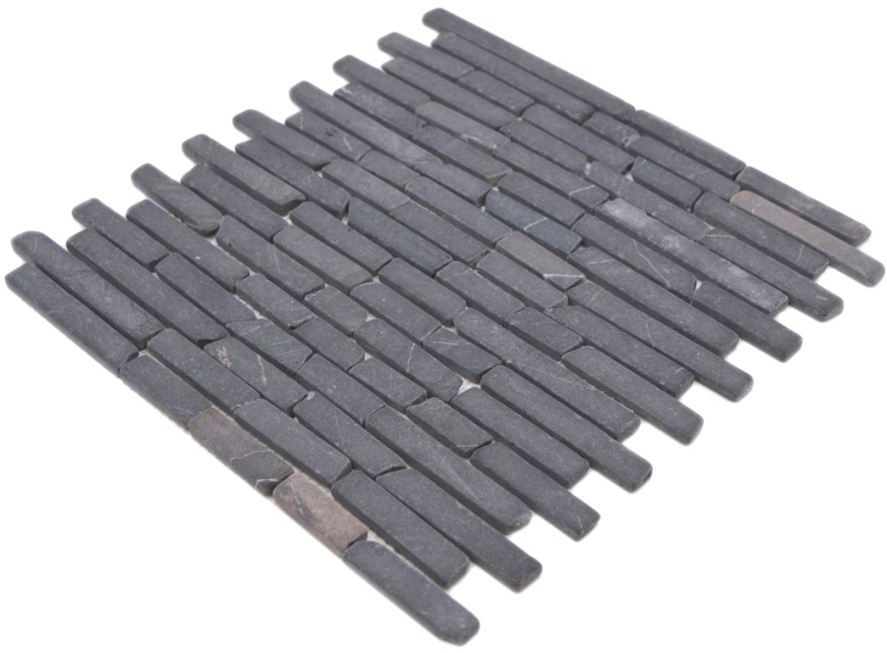 Mosaique Brick uni Nero Marquina Marbre aspect maconnerie noir mat