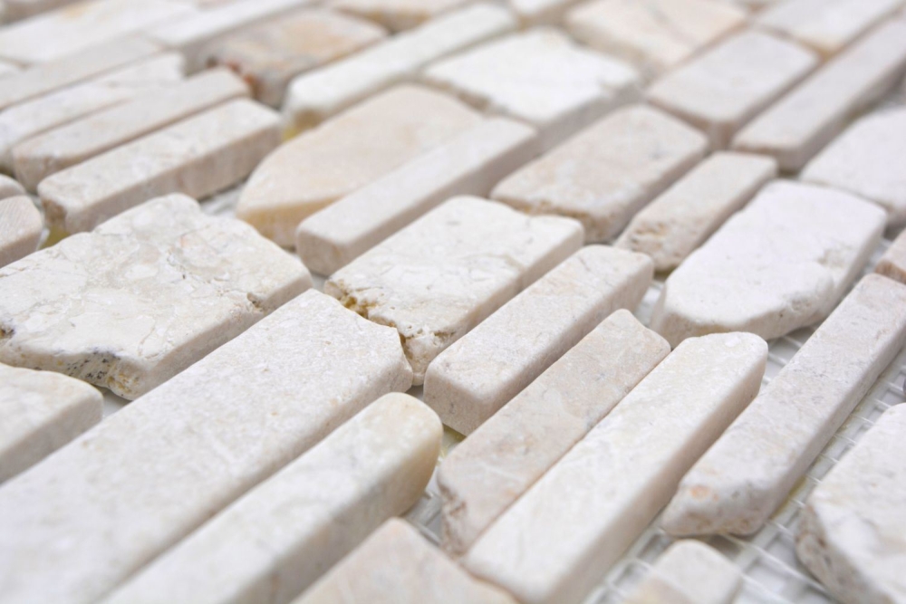Mosaique Brickmosaik uni Biancone Marbre aspect maconnerie beige clair mat