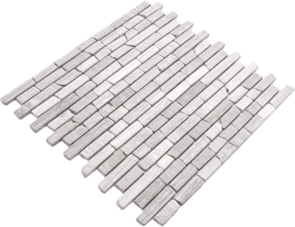 Mosaique Brick Marbre gris uni bandes aspect maconnerie mat