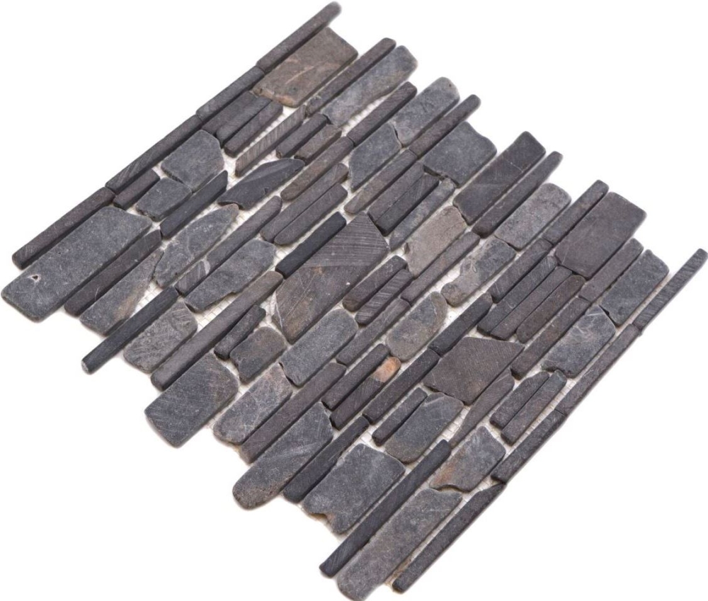 Mosaique Brickmosaik uni Neromarquina Marbre aspect maconnerie noir mat