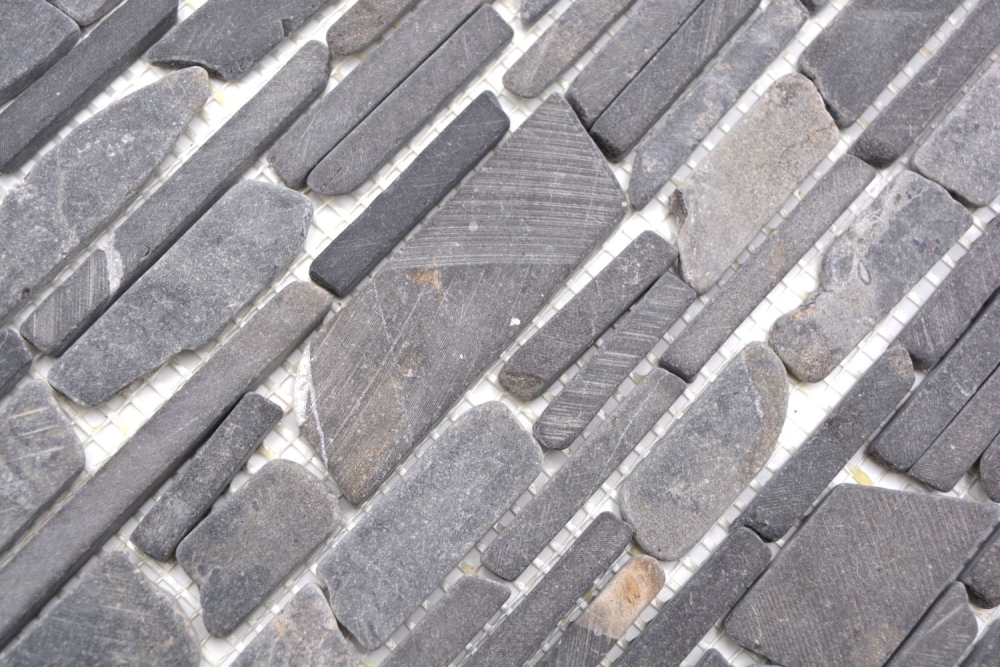 Mosaique Brickmosaik uni Neromarquina Marbre aspect maconnerie noir mat