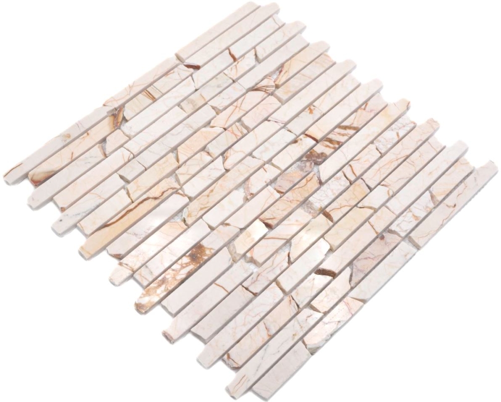 Mosaique Brick golden cream polie avec structure Marbre aspect maconnerie