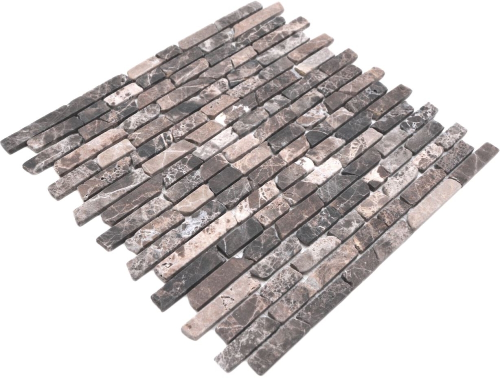 Mosaique Brick Impala brun flamme Marbre aspect maconnerie mix mat