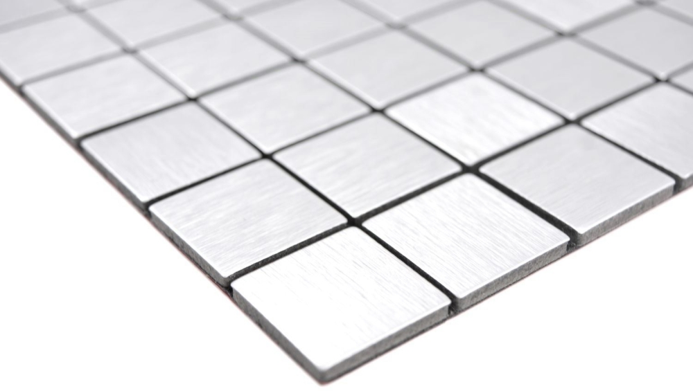 selbstklebende Mosaikmatte Metalloptik Aluminium Silber Grau Matt Gebürstet Wandfliese - 200-L7S