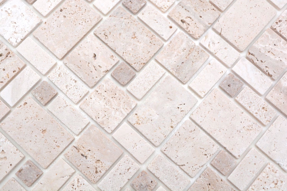 Mosaique Auto-collante Combinaison Travertin mix beige Aspect combine mat