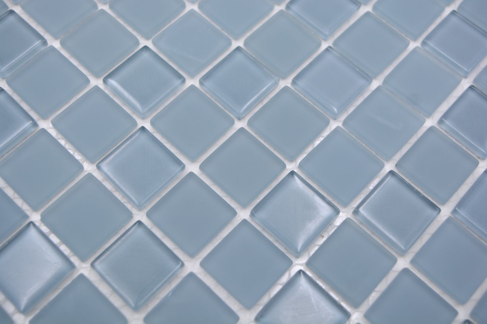 Mosaik Fliese selbstklebend Grau Matt Milchglas Gefrostet Glasmosaik Fliesenspiegel Wandfliese - 200-4C18
