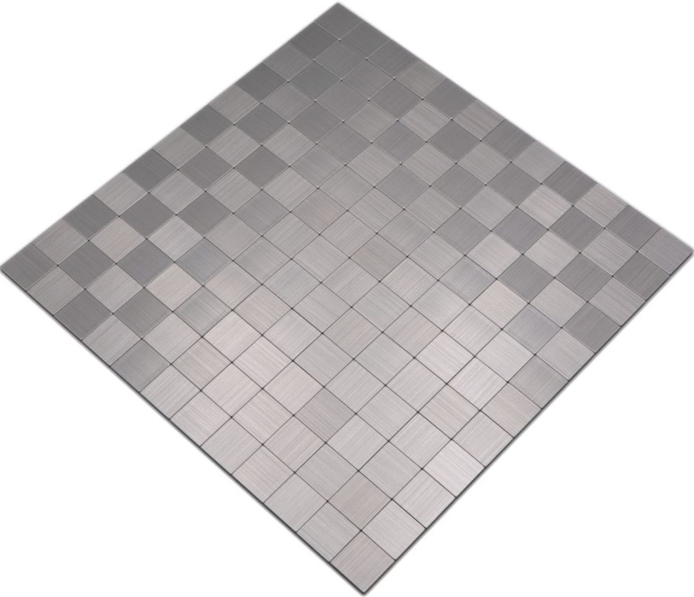 Mosaik Selbstklebend Quadrat metall Aluminium Metall Metalloptik silber glänzend