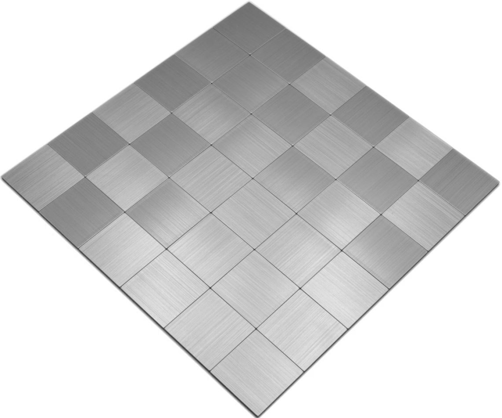 Mosaik Selbstklebend Quadrat metall Aluminium Metall Metalloptik silber glänzend