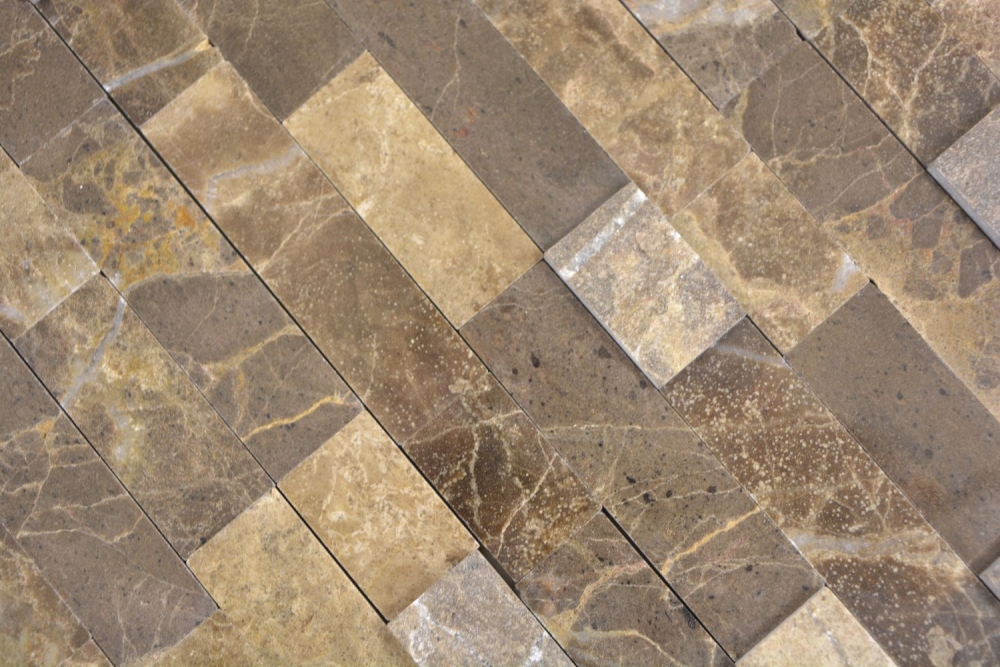 selbstklebende Mosaikmatte Steinwand Marmor Emparador Dunkelbraun Wandverblender Küche - 200-M52
