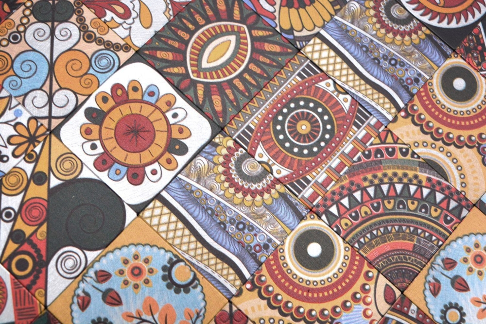 Selbstklebende Mosaikmatte Metall Retro Mandala Mustermatte Afrikaans Ornament
