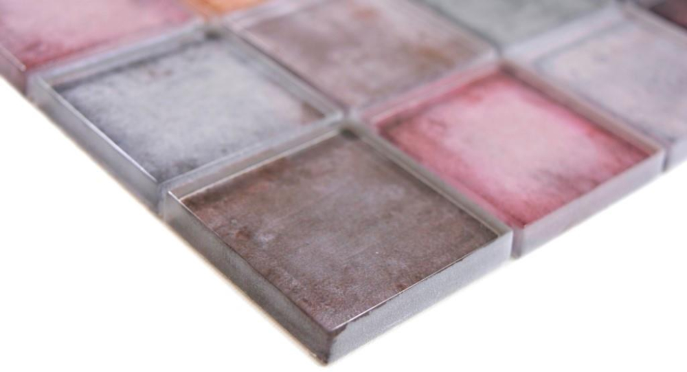 Verre Mosaique Carreau Qudrat gris Marron Mix EVENING Revetement mural Cuisine - 88-0412