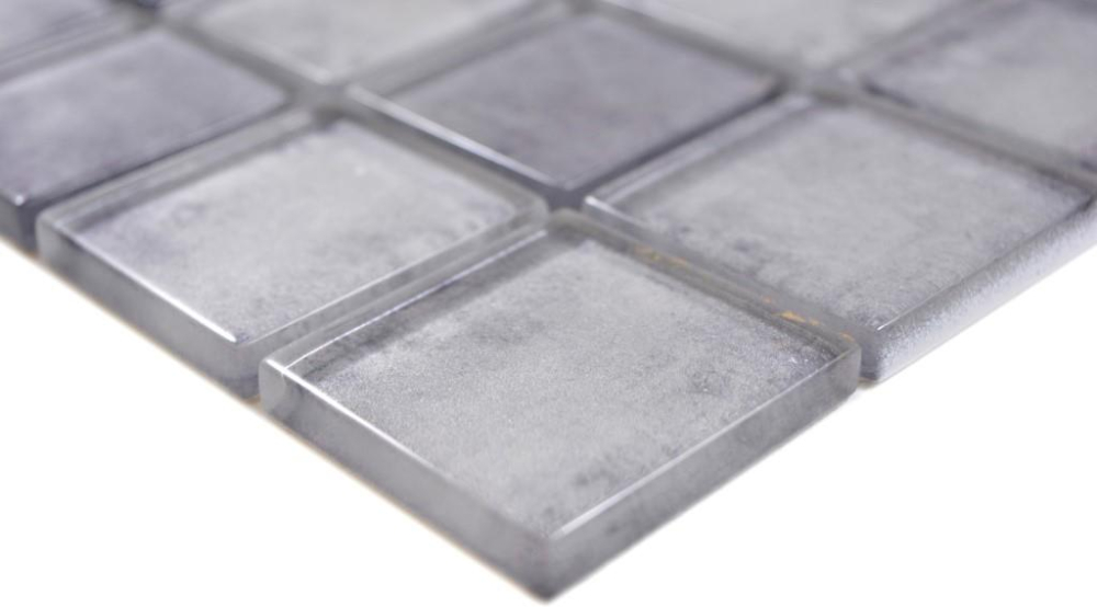 Verre Mosaique Carreau Qudrat gris Mix MORNING Revetement mural cuisine - 88-0020