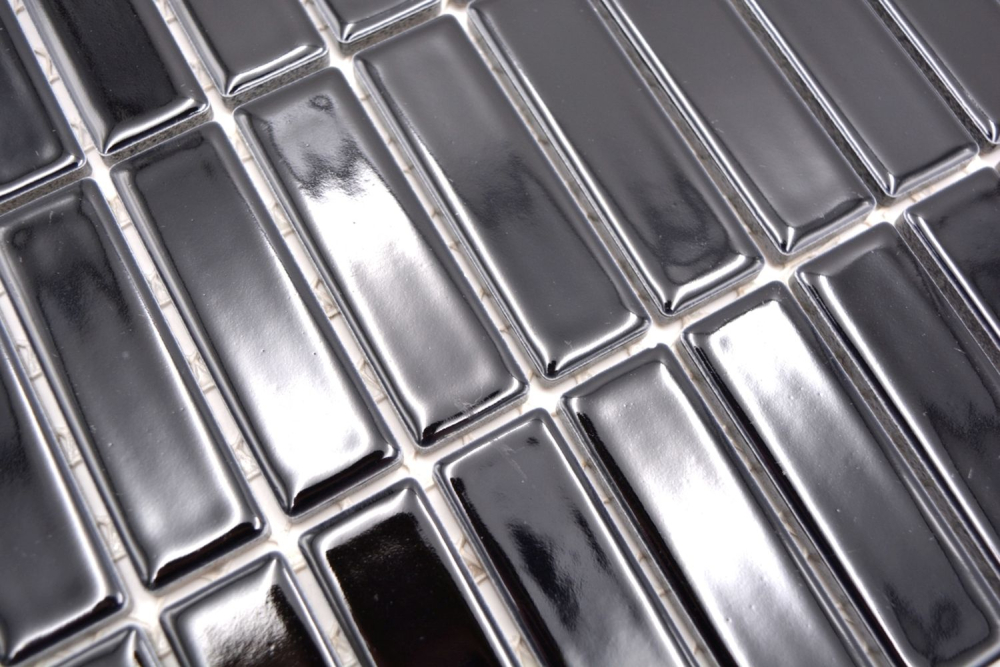 Varillas de mosaico de ceramica lisa negra brillante de aspecto reticulado