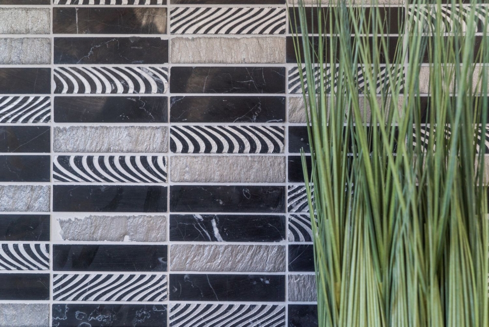 Baguettes de mosaique argent noir mosaique de marbre 40-STN89