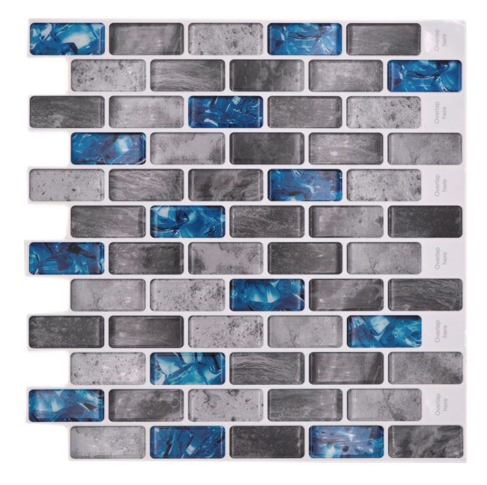 Selbstklebende Mosaik Folie Vinyl Rechteck Verbund grau blau changierend
