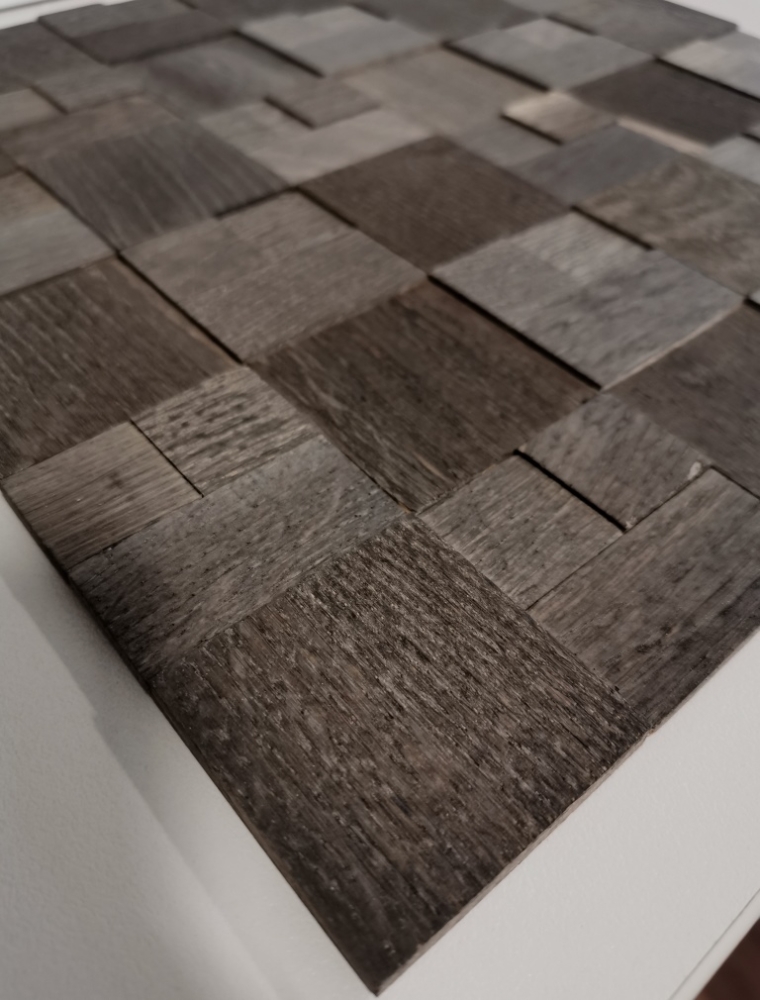 selbstklebender Holzmosaik Holzpaneel Verblender dunkelbraun 3D Holzwand Küche Fliesenspiegel - 170-11B